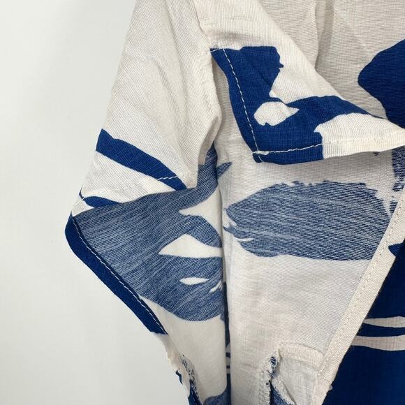 M&V Floral Print Tie Belt Midi Dress in blue white Size L/XL - Picture 5 of 13